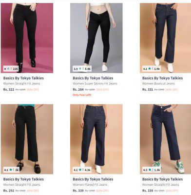 Upto 76% Off On Basics By Tokyo Talkies Jeans Starts at Rs 474