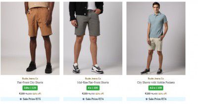 Upto 75% Off On BUDA JEANS CO Men's Shorts