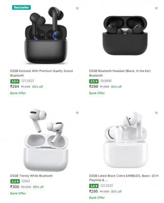 Flipkart : Upto 85% Off On Dssb True Wireless Earbuds | Starts At Rs 294