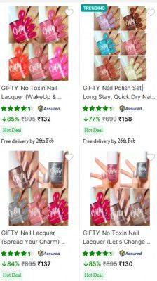 Flipkart: Upto 85% OFF ON Gifty Nail Polish | Starts at Rs 132