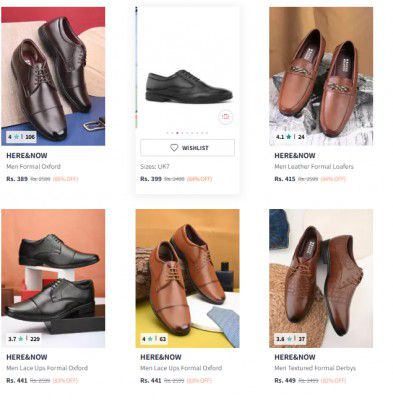 Upto 85 % Off On Here&Now Formal Shoes |Start At Rs 389