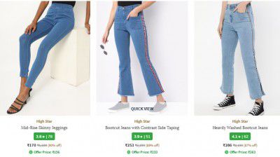 AJIO : Upto 77% Off on HIGH STAR Jeans | For Women