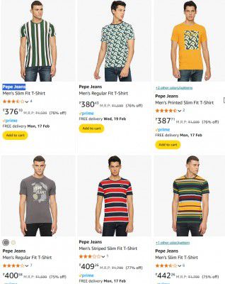 Upto 76% Off On Pepe Jeans Men T-shirt