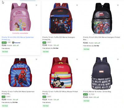 Upto 85% Off On Priority School Bags |Start At Rs 299