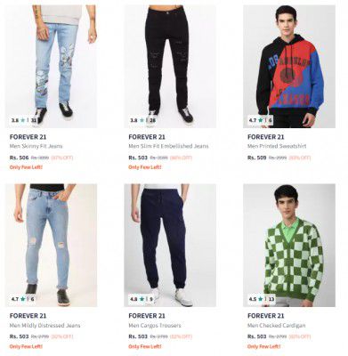 Upto 86% Off Forever 21 Men's Clothing | Start @ 232