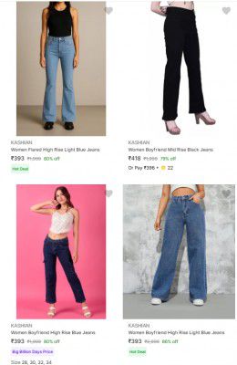 Flipkart : Upto 86% OFF On Kashian Womens Jeans