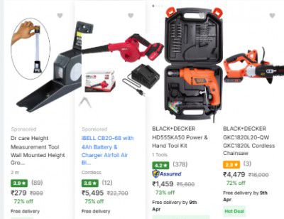 UPTO 87% OFF ON BLACK+DECKER Tools & industrial Equipment