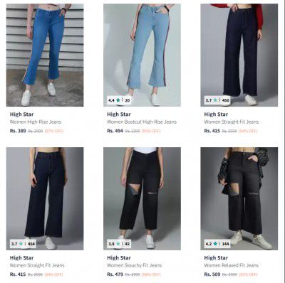 Upto 87% Off High Star Women's Jeans | starting Rs.389