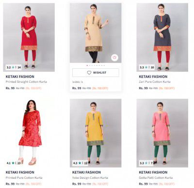 Myntra: Ketaki Womens Clothing Starts At Rs 99