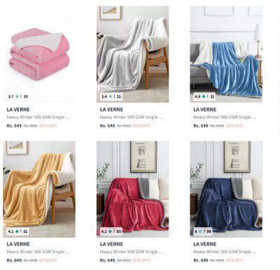 Myntra: Upto 87% OFF On La Verne Blankets Quilts, and Dohars
