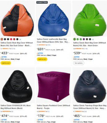 Upto 91% OFF - Sattva Bean Bag | Starts at 316, (Size: XXL, XXXL, 4XL)