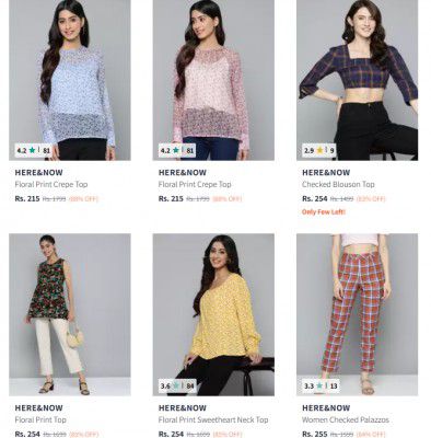 Upto 90% Off On Women's Here&Now Clothing | Starting Rs.164
