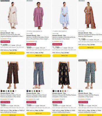Upto 89% Off On Amazon Brand Myx Women's Clothing