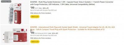 Amazon: Upto 89% OFF On HOSPER Electrical Accessories | Starts At ₹99