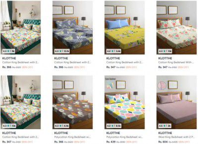 Myntra: Up to 89% OFF - Klotthe Bedsheet | Starts At Rs.326