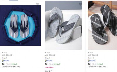 Upto 90% Action Men’s Slippers off starting From Rs.89