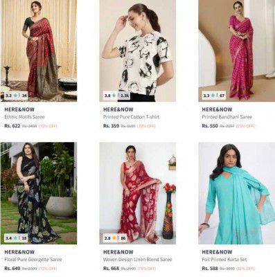 Myntra : Upto 90% OFF - Here & Now Womens Clothing | Starts At Rs.207