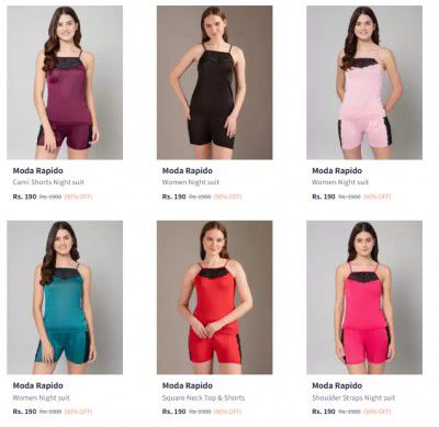 Upto 90% Off Moda Rapido Women's Night Suits | Start @ 99