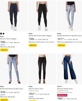 Upto 90% OFF - Mode By Red Tape Women's Jeans Starts At Rs 369