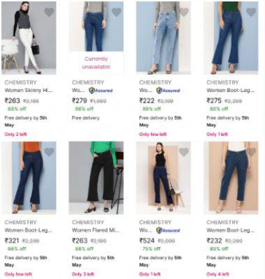 Upto 88% OFF ON CHEMISTRY Bottomwear