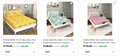 Jiomart: Upto 90% OFF On EVOKK INDIA Bedsheet | Starts At ₹119