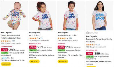Amazon: Upto 90% Off On Family Holi T-Shirt Starts @264 + Coupon
