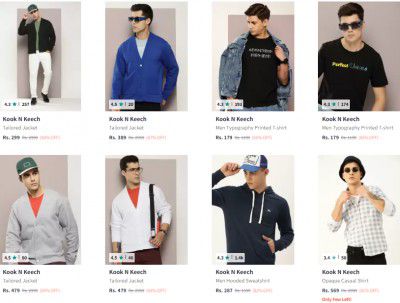 Myntra Loot : Up to 89% OFF - Kook N Keech Men's Clothing | Starts At ₹158