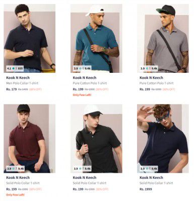 UP TO 89% OFF | Kook N Keech Men's Polo Tshirts Start At Rs 158