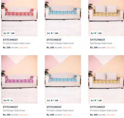 Upto 90% Off On Stitchnest Sofa Covers Starts at Rs 599