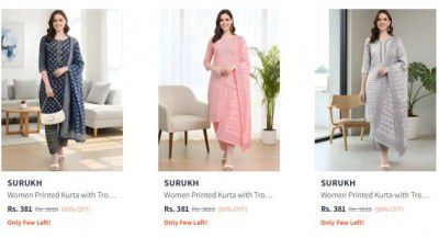 Myntra: Upto 90% OFF On SURUKH  Kurta with Trousers For Womens | Starts At Rs.381