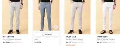 Myntra: Upto 90% OFF On Valen Club Men Trousers | Starts at Rs 299
