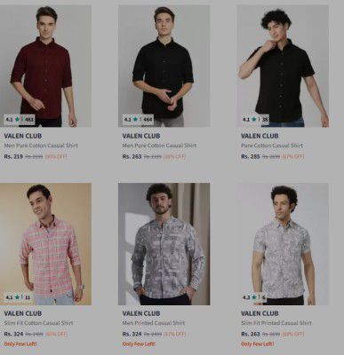 Upto 90% Off On VALEN CLUB Shirts | Start At Rs 219