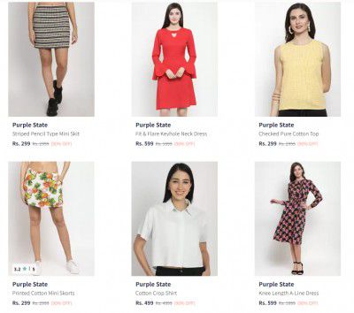 Upto 90% Off - Purple State Clothing starting From Rs.299 