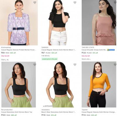 Upto 90% Off | Womens Tops Starts @99