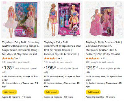 Upto 93% OFF ON ToyMagic Doll | Starts at Rs 128