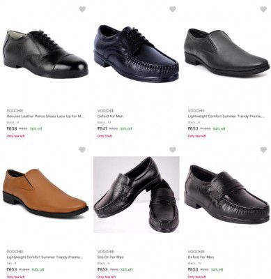 Flipkart : Upto 91% OFF On Voochie Mens Formal Shoes