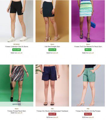 Upto 91% Off On  Women Skirts And Shorts | Start At Rs 100