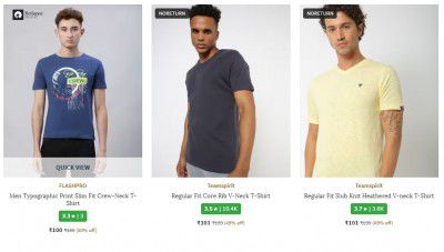Ajio : Upto 92% Off On TEAMSPIRIT T-Shirts For Mens Starts @ 100