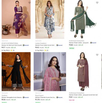 Flipkart: Upto 93% OFF On Andheriyas Enterprises Womens Ethnic Sets | Starts At ₹128