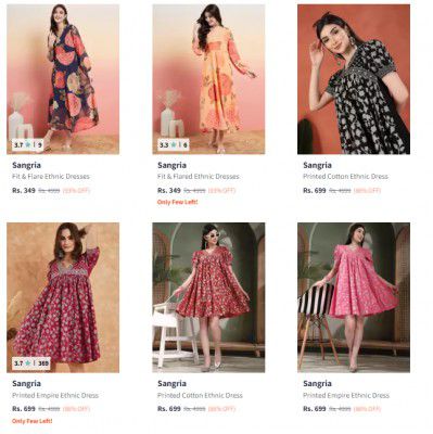 Upto 93% Off On Sangria Ethnic Dresses |Start At Rs 349