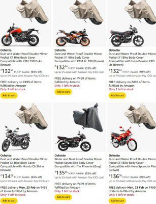 Upto 93% OFF - Oshotto bike cover | Starting From Rs.132