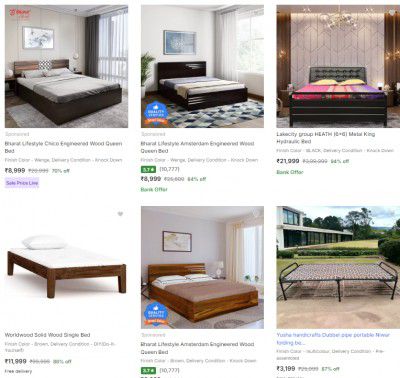Flipkart: Upto 94% off on Beds