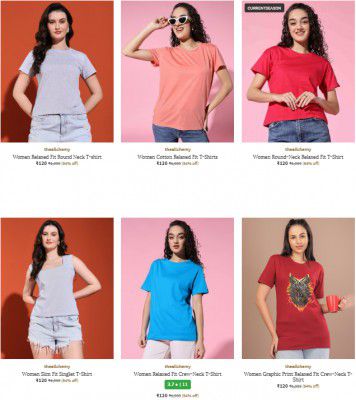 Upto 94% Off On  Women T-shirt | Start At Rs 120