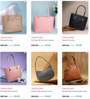 Upto 94% off on Women's Bags by Lino Perros, Bagsy Malone, Baggit - Rs. 237