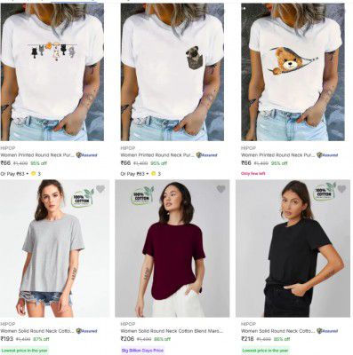 Flipkart: Upto 95% OFF On Hipop Womens T-shirts | Starts At ₹66