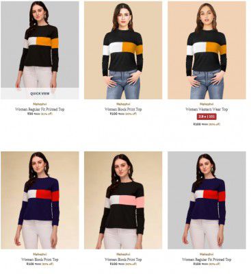 Upto 95% Off On  Women Top's | Start At Rs 90