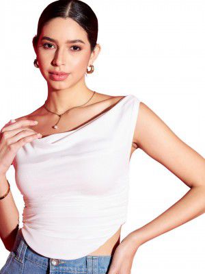 Uptownie Lite Womens's Printed Cotton Stretchable Draped Crop Top