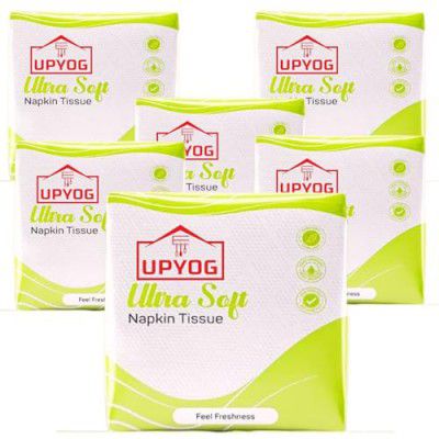 UPYOG 1-Ply Tissue Paper Napkins - 600 Pulls, Pack of 6 | Soft & Absorbent Disposable Napkins for Parties, Events, Dining, Weddings, Birthdays | Bulk Premium Paper Napkins