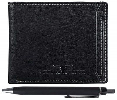 URBAN FOREST Black Leather Mens Card Holder With Pen Combo (UBF126BLK10208)