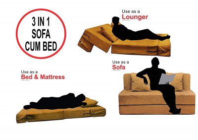 Urban Furnishing Foldable Sofa Cum Bed with Washable Zipper Cover 4x6 (Two Seater)